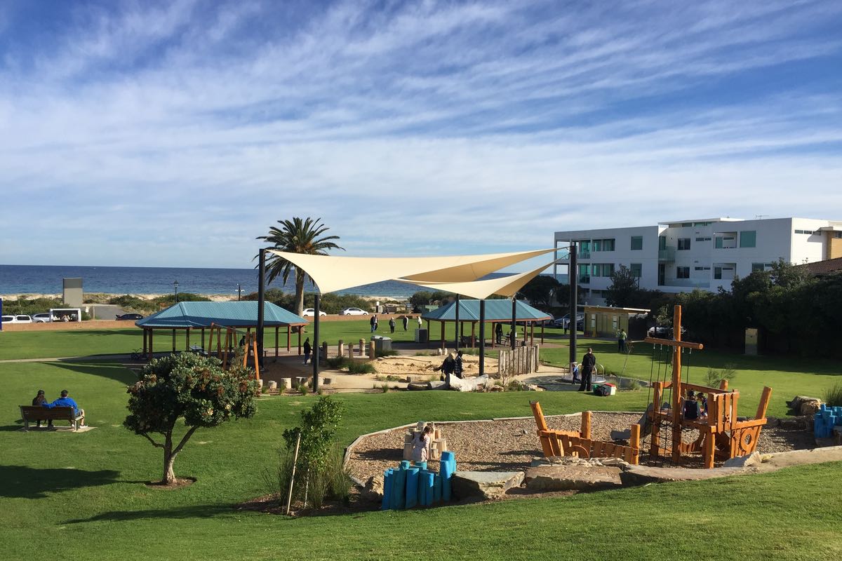 shade sail structure brighton angus neill reserve playground community facility city of holdfast bay sa