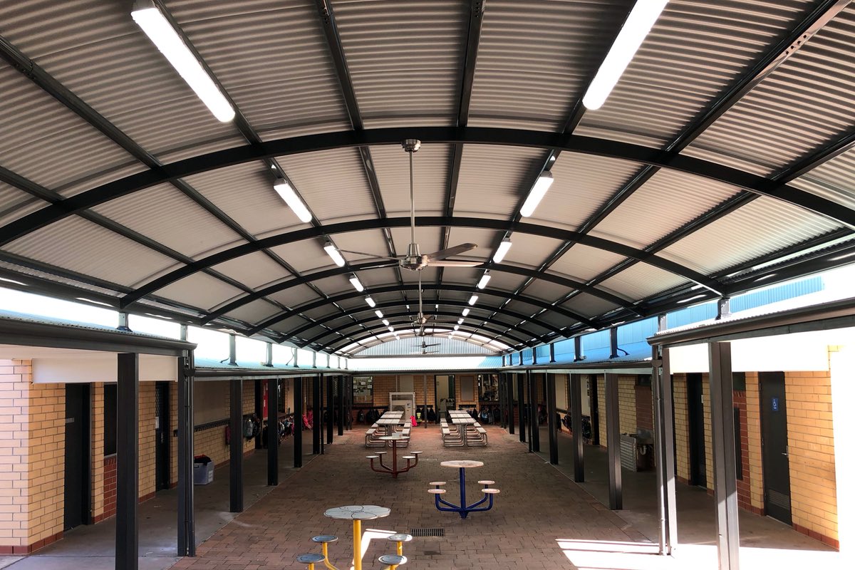 Hard roof shelter structure Northfield Primary School City of Port Adelaide Enfield SA Spotless DPTI
