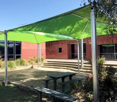 Frame shade structure sail Hewett Primary School SA Light Regional Council Spotless DPTI